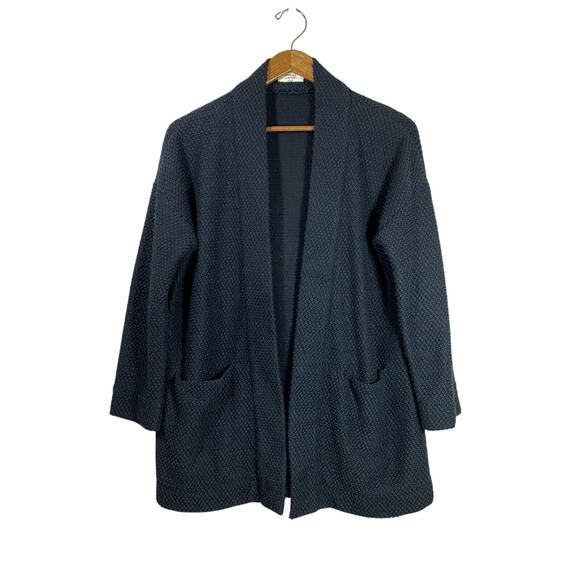 Marine‎ Layer Cardigan Womens MEDIUM Black Knit Pockets Mid Length Open Jacket - Picture 1 of 6